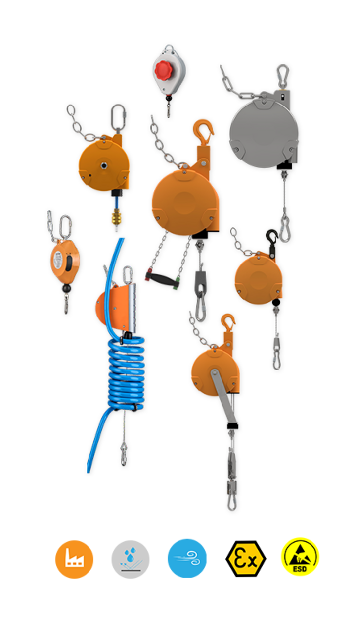 Kromer Produktsortiment Federzüge Balancer Kromer Federzüge und Balancer